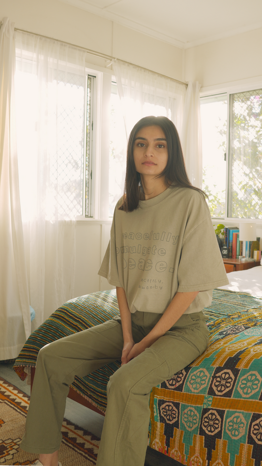 Peacefully Promulgate Peace T Shirt - Eucalyptus