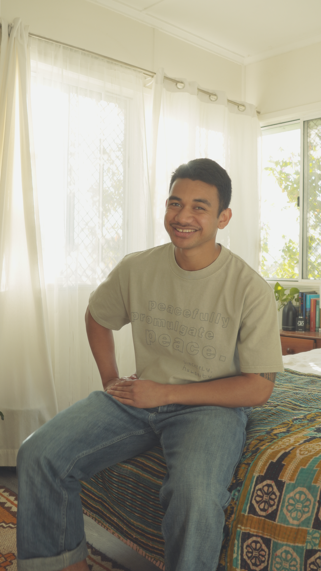 Peacefully Promulgate Peace T Shirt - Eucalyptus